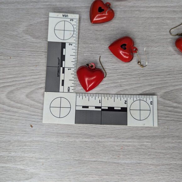 Valentine's Day Heart Bell Necklace & 2 Pairs of Red Heart Bell Earrings - Picture 6 of 7